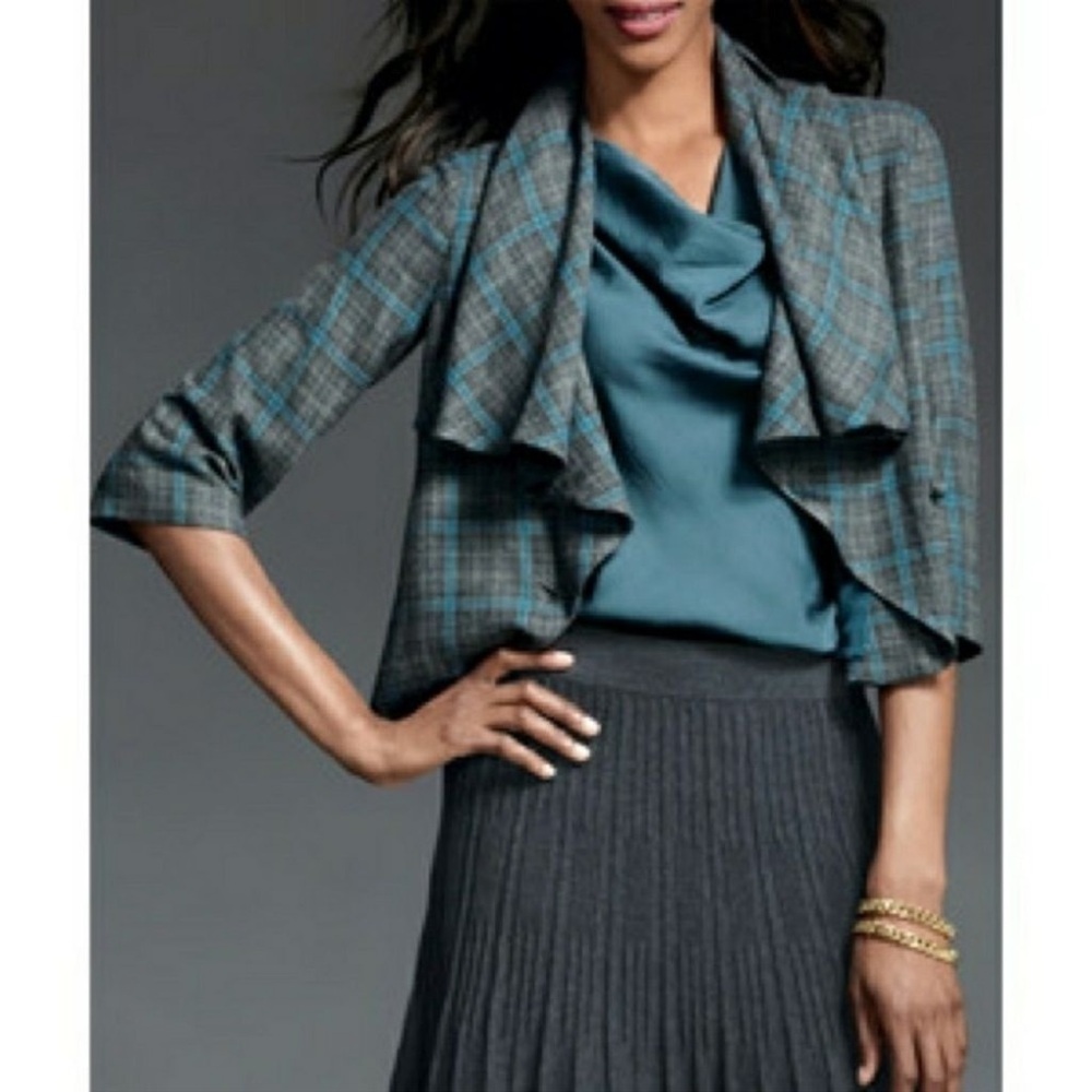 CAbi #916 Court Plaid Single Button Jacket Size 14